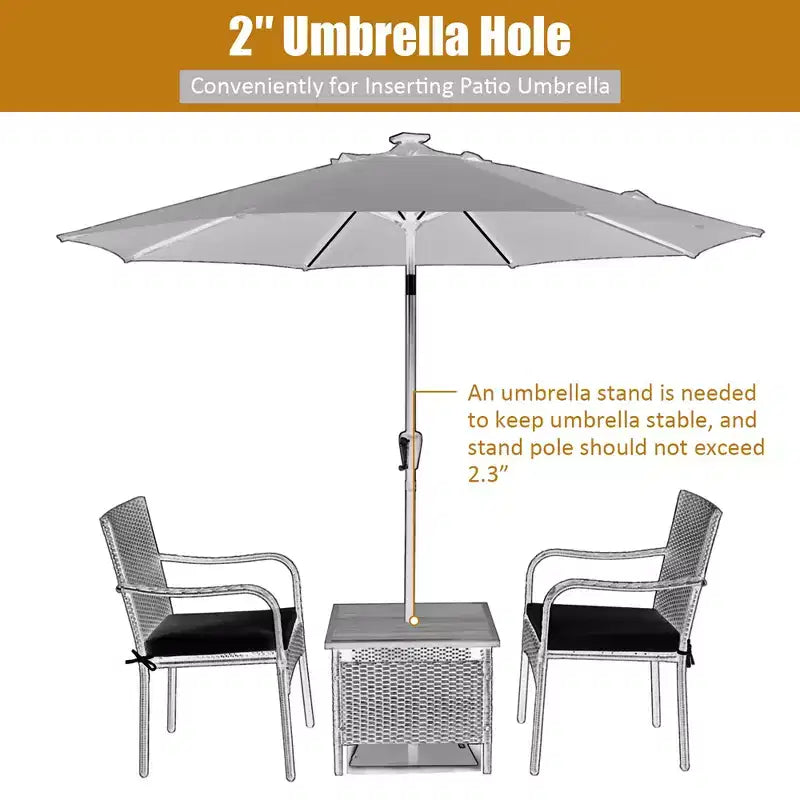 Costway Ensemble bistro de mobilier de terrasse en rotin 3 pièces, table d'appoint en bois, chaise empilable