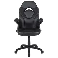 Chaise de jeu à dossier haut BlackArc en similicuir, siège pivotant réglable en hauteur et accoudoirs rembourrés relevables