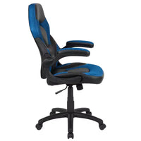 Chaise de jeu à dossier haut BlackArc en similicuir, siège pivotant réglable en hauteur et accoudoirs rembourrés relevables