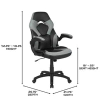 Chaise de jeu à dossier haut BlackArc en similicuir, siège pivotant réglable en hauteur et accoudoirs rembourrés relevables