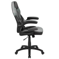 Chaise de jeu à dossier haut BlackArc en similicuir, siège pivotant réglable en hauteur et accoudoirs rembourrés relevables