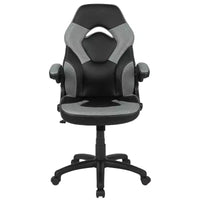 Chaise de jeu à dossier haut BlackArc en similicuir, siège pivotant réglable en hauteur et accoudoirs rembourrés relevables