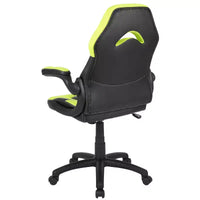 Chaise de jeu à dossier haut BlackArc en similicuir, siège pivotant réglable en hauteur et accoudoirs rembourrés relevables