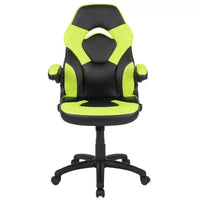 Chaise de jeu à dossier haut BlackArc en similicuir, siège pivotant réglable en hauteur et accoudoirs rembourrés relevables