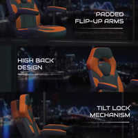 Chaise de jeu à dossier haut BlackArc en similicuir, siège pivotant réglable en hauteur et accoudoirs rembourrés relevables