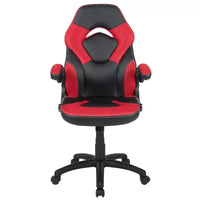 Chaise de jeu à dossier haut BlackArc en similicuir, siège pivotant réglable en hauteur et accoudoirs rembourrés relevables