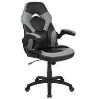 Chaise de jeu à dossier haut BlackArc en similicuir, siège pivotant réglable en hauteur et accoudoirs rembourrés relevables