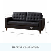 Canapé Brookside Brynn 76 po. avec accoudoirs carrés en similicuir/velours/tissu
