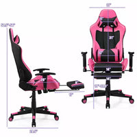 Chaise de jeu massante Costway, fauteuil de bureau inclinable style course avec repose-pieds blanc/bleu/rose/rouge