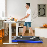 Tapis de course pliable 2-en-1 Costway 2.25HP avec double écran LED Argent/Noir/Bleu