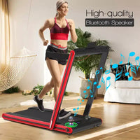 Tapis de course pliable 2-en-1 Costway 2.25HP avec double écran LED Argent/Noir/Bleu