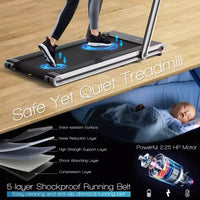 Tapis de course pliable 2-en-1 Costway 2.25HP avec double écran LED Argent/Noir/Bleu