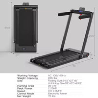 Tapis de course pliable 2-en-1 Costway 2.25HP avec double écran LED Argent/Noir/Bleu