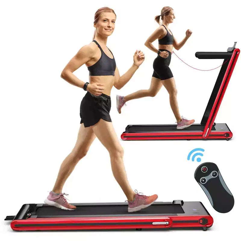 Tapis de course pliable 2-en-1 Costway 2.25HP avec double écran LED Argent/Noir/Bleu