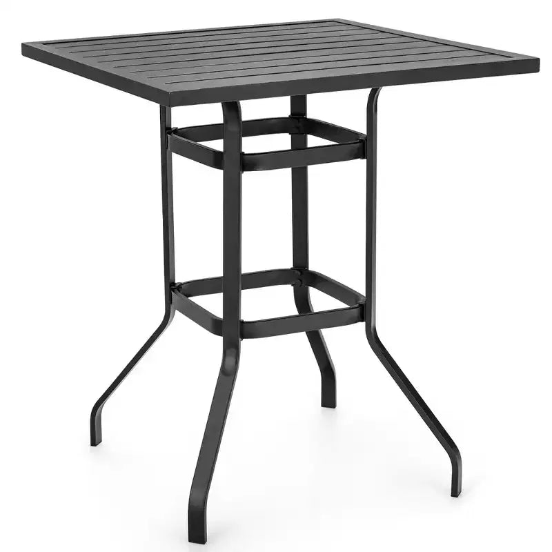 Costway Ensemble de Bistrot d'Extérieur 5 Pièces, Table et Tabourets de Bar en Rotin avec Coussins, Cadre en Acier