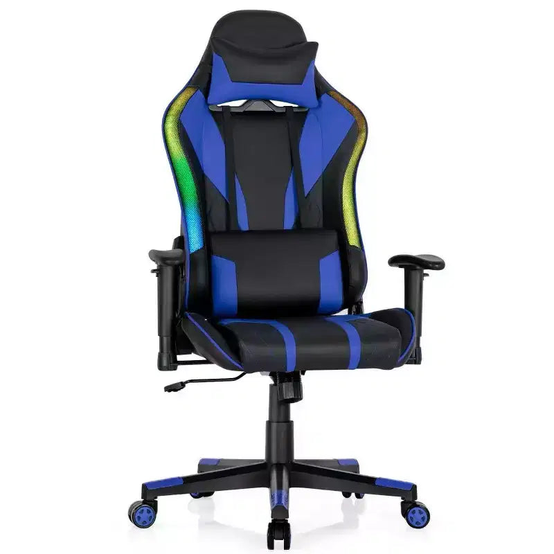 Chaise gaming Costway pivotante réglable pour ordinateur avec lumières LED dynamiques