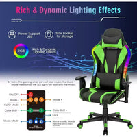 Chaise gaming Costway pivotante réglable pour ordinateur avec lumières LED dynamiques
