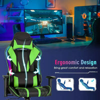 Chaise gaming Costway pivotante réglable pour ordinateur avec lumières LED dynamiques