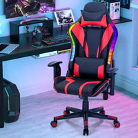 Chaise gaming Costway pivotante réglable pour ordinateur avec lumières LED dynamiques