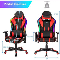 Chaise gaming Costway pivotante réglable pour ordinateur avec lumières LED dynamiques