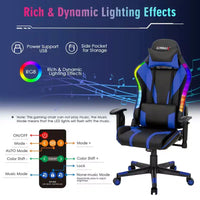 Chaise gaming Costway pivotante réglable pour ordinateur avec lumières LED dynamiques