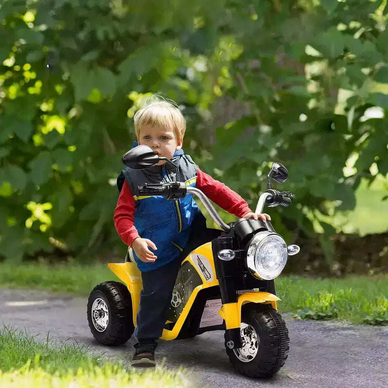 Aosom Moto tout-terrain électrique 6V pour enfants, avec batterie, klaxon, phares, sons réalistes, vitesse de 2 km/h, pour filles et garçons de 18 à 36 mois, rouge