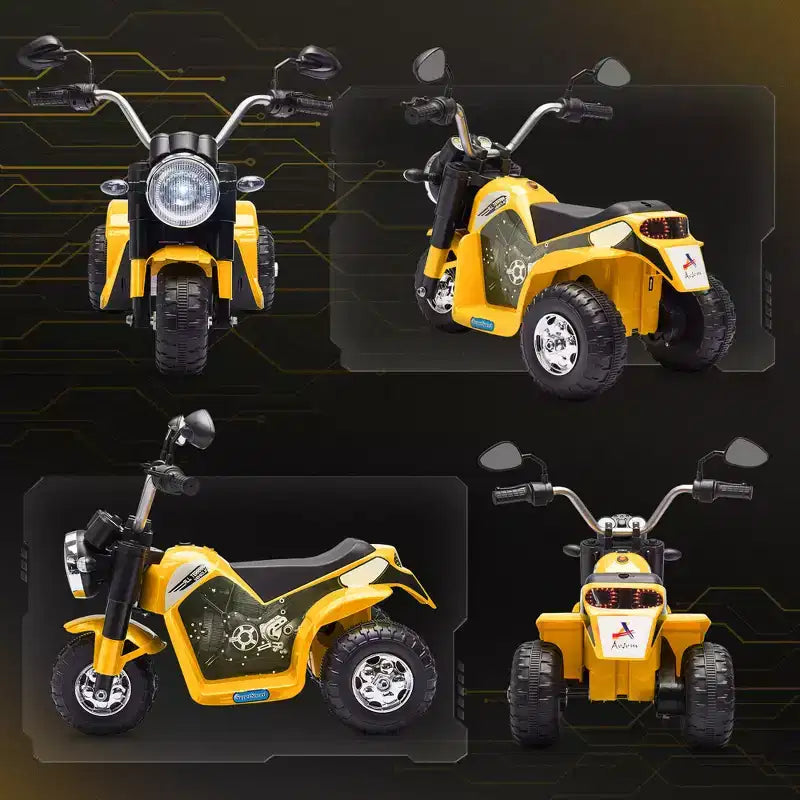 Aosom Moto tout-terrain électrique 6V pour enfants, avec batterie, klaxon, phares, sons réalistes, vitesse de 2 km/h, pour filles et garçons de 18 à 36 mois, rouge