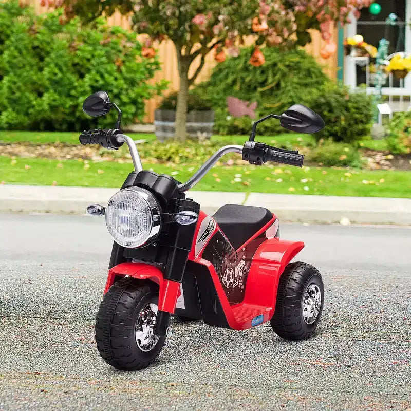 Aosom Moto tout-terrain électrique 6V pour enfants, avec batterie, klaxon, phares, sons réalistes, vitesse de 2 km/h, pour filles et garçons de 18 à 36 mois, rouge