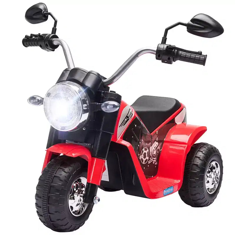 Aosom Moto tout-terrain électrique 6V pour enfants, avec batterie, klaxon, phares, sons réalistes, vitesse de 2 km/h, pour filles et garçons de 18 à 36 mois, rouge