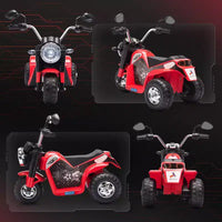 Aosom Moto tout-terrain électrique 6V pour enfants, avec batterie, klaxon, phares, sons réalistes, vitesse de 2 km/h, pour filles et garçons de 18 à 36 mois, rouge