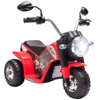 Aosom Moto tout-terrain électrique 6V pour enfants, avec batterie, klaxon, phares, sons réalistes, vitesse de 2 km/h, pour filles et garçons de 18 à 36 mois, rouge