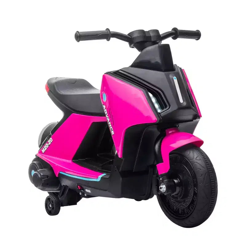 Moto enfant Aosom 6V, moto cross électrique, avec batterie, musique, phares, batterie rechargeable, roues d'apprentissage, pour les 2-4 ans, rose