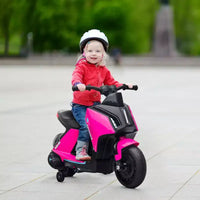 Moto enfant Aosom 6V, moto cross électrique, avec batterie, musique, phares, batterie rechargeable, roues d'apprentissage, pour les 2-4 ans, rose