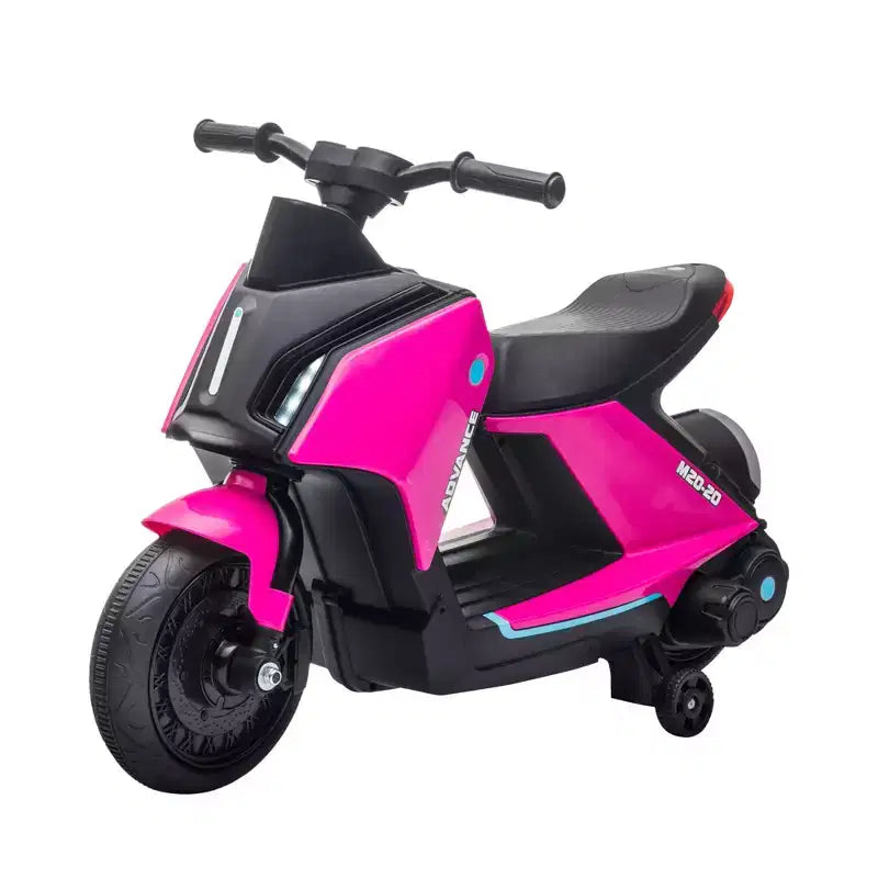 Moto enfant Aosom 6V, moto cross électrique, avec batterie, musique, phares, batterie rechargeable, roues d'apprentissage, pour les 2-4 ans, rose