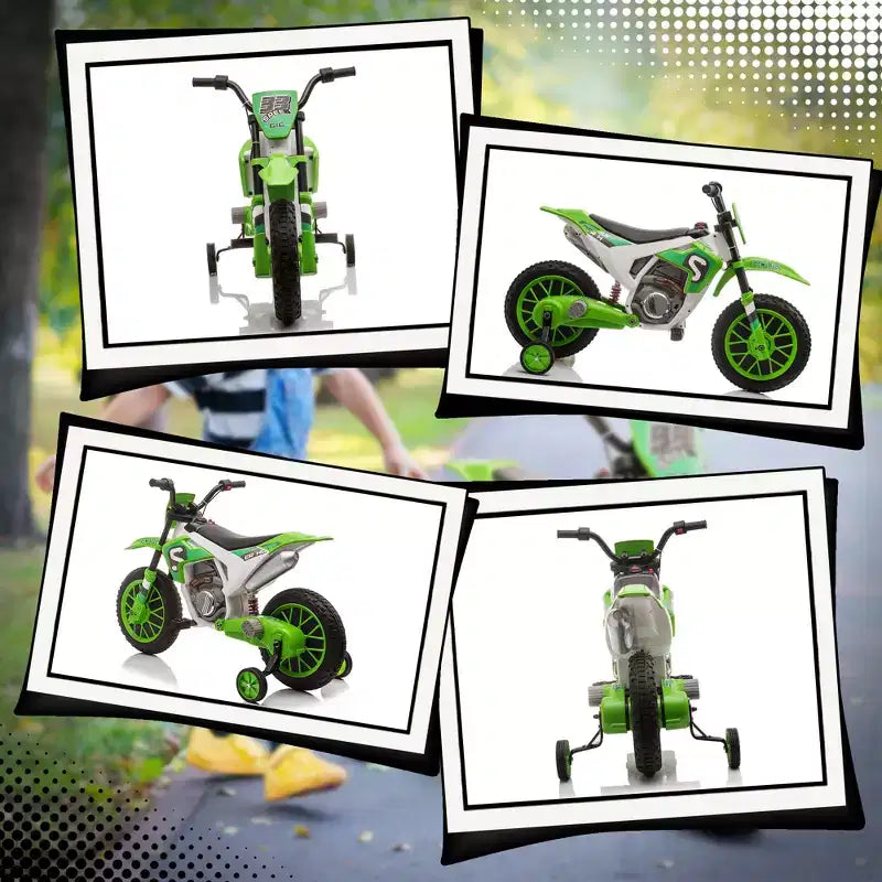 Aosom Moto cross 12V pour enfants, moto électrique tout-terrain avec batterie rechargeable, roues d'entraînement bleues