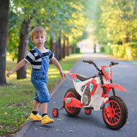 Aosom Moto cross 12V pour enfants, moto électrique tout-terrain avec batterie rechargeable, roues d'entraînement bleues