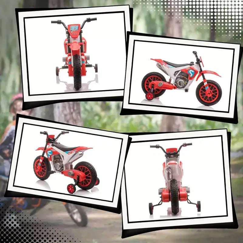 Aosom Moto cross 12V pour enfants, moto électrique tout-terrain avec batterie rechargeable, roues d'entraînement bleues