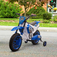 Aosom Moto cross 12V pour enfants, moto électrique tout-terrain avec batterie rechargeable, roues d'entraînement bleues