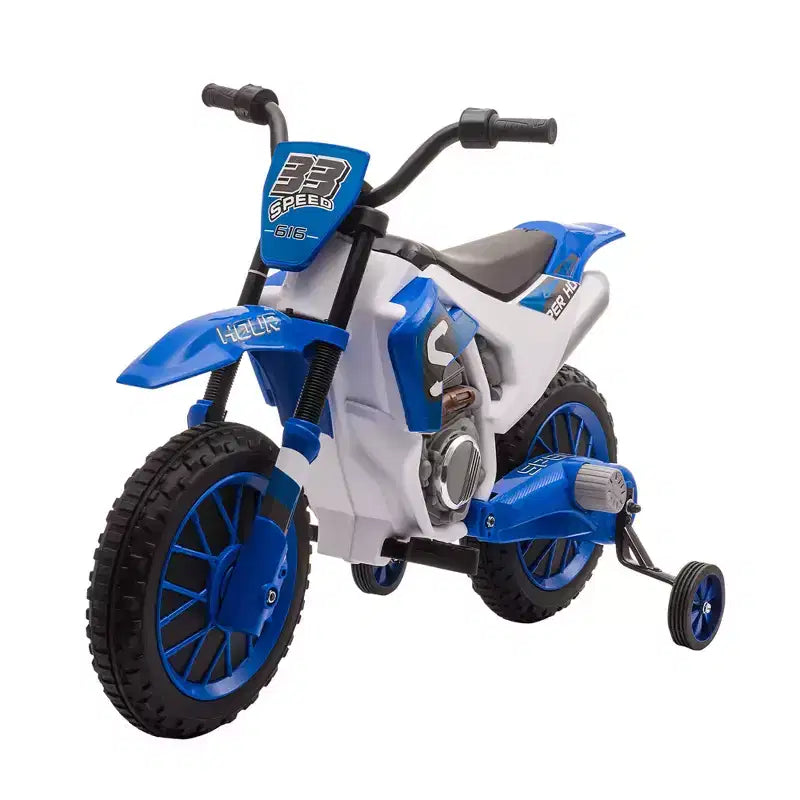 Aosom Moto cross 12V pour enfants, moto électrique tout-terrain avec batterie rechargeable, roues d'entraînement bleues