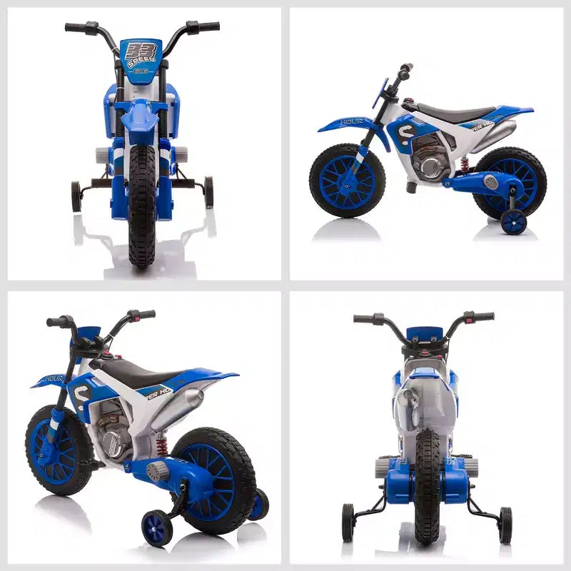 Aosom Moto cross 12V pour enfants, moto électrique tout-terrain avec batterie rechargeable, roues d'entraînement bleues