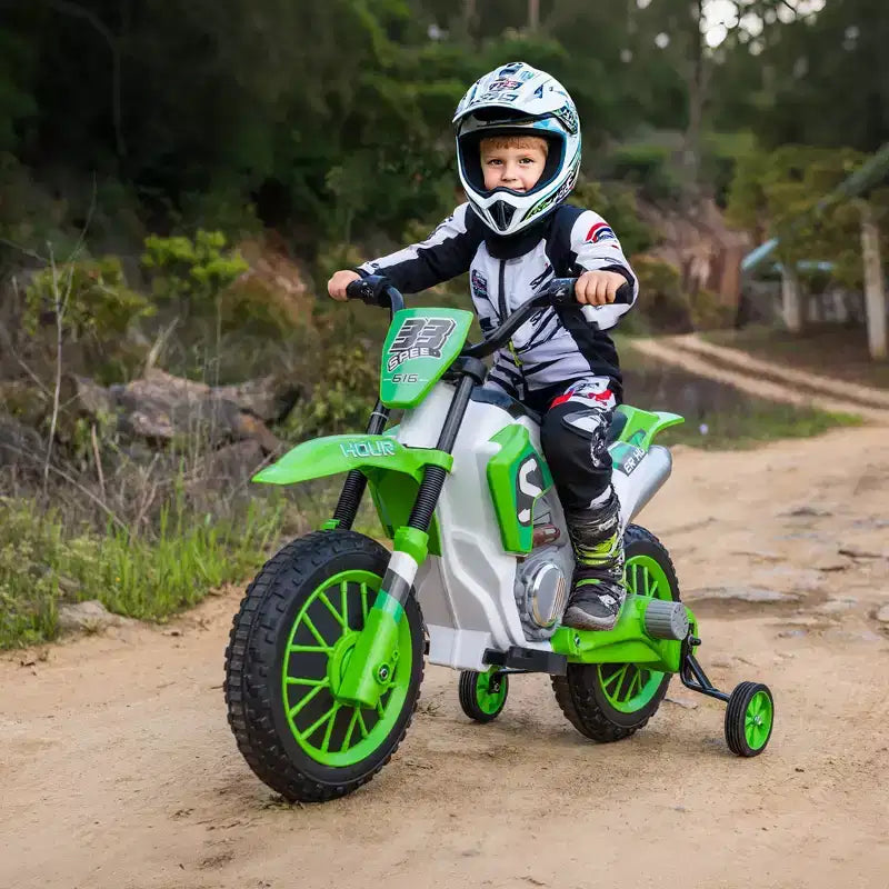 Aosom Moto cross 12V pour enfants, moto électrique tout-terrain avec batterie rechargeable, roues d'entraînement bleues