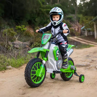 Aosom Moto cross 12V pour enfants, moto électrique tout-terrain avec batterie rechargeable, roues d'entraînement bleues