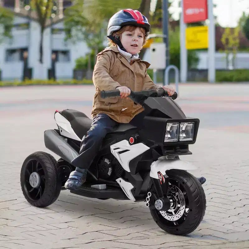 Aosom Moto électrique 6V pour enfants, moto tout-terrain à batterie, jouet à enfourcher, moto tout-terrain avec musique, klaxon, phares, pour filles et garçons, bleu