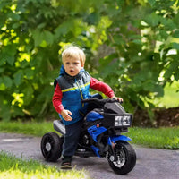 Aosom Moto électrique 6V pour enfants, moto tout-terrain à batterie, jouet à enfourcher, moto tout-terrain avec musique, klaxon, phares, pour filles et garçons, bleu