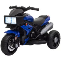 Aosom Moto électrique 6V pour enfants, moto tout-terrain à batterie, jouet à enfourcher, moto tout-terrain avec musique, klaxon, phares, pour filles et garçons, bleu