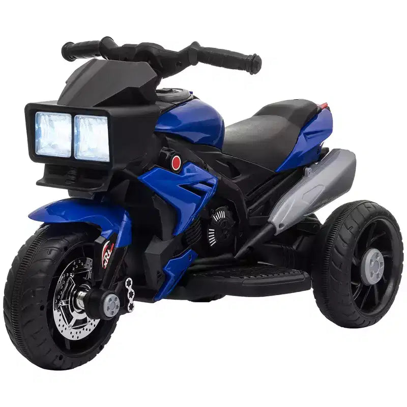Aosom Moto électrique 6V pour enfants, moto tout-terrain à batterie, jouet à enfourcher, moto tout-terrain avec musique, klaxon, phares, pour filles et garçons, bleu