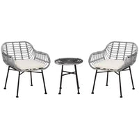 Outsunny Ensemble de Meubles de Jardin 3 Pièces en Rotin, Ensemble Bistrot d'Extérieur avec Deux Chaises et Table Basse pour Jardin ou Cour Arrière