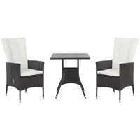 Ensemble de bistrot 3 pièces Outsunny, mobilier d'extérieur en rotin PE avec chaises inclinables et coussins touffus et table basse