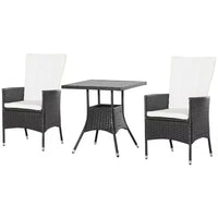 Ensemble de bistrot 3 pièces Outsunny, mobilier d'extérieur en rotin PE avec chaises inclinables et coussins touffus et table basse