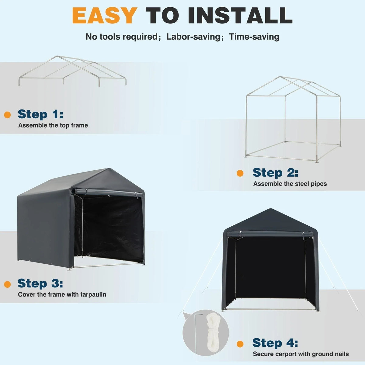 Abri de rangement extérieur et auvent carport : abri portable pour vélos, motos et rangement de jardin